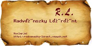 Radvánszky Lóránt névjegykártya