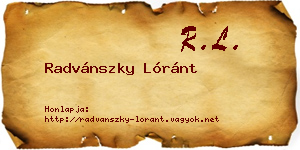 Radvánszky Lóránt névjegykártya
